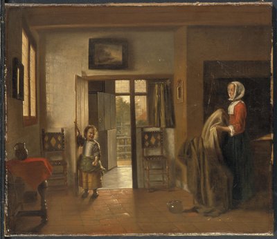 De slaapkamer door Pieter de Hooch